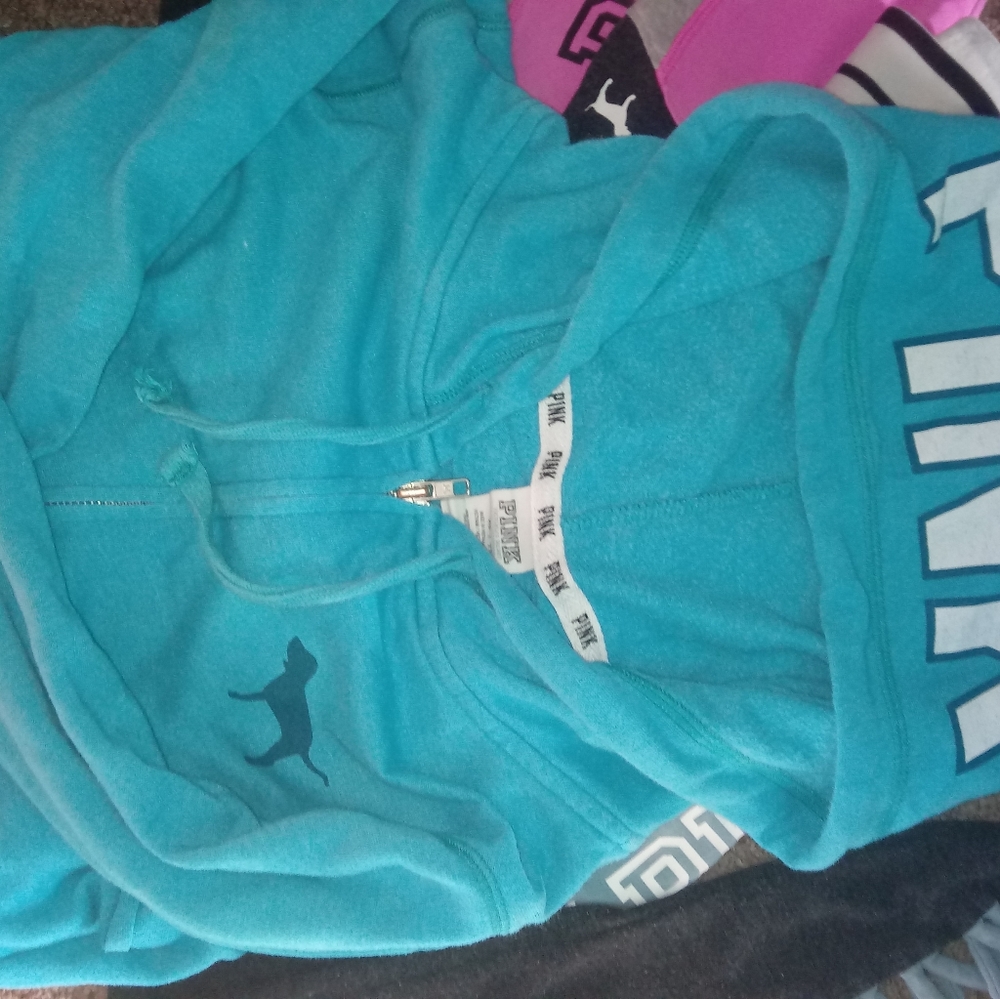 Pink teal full zip hoodie